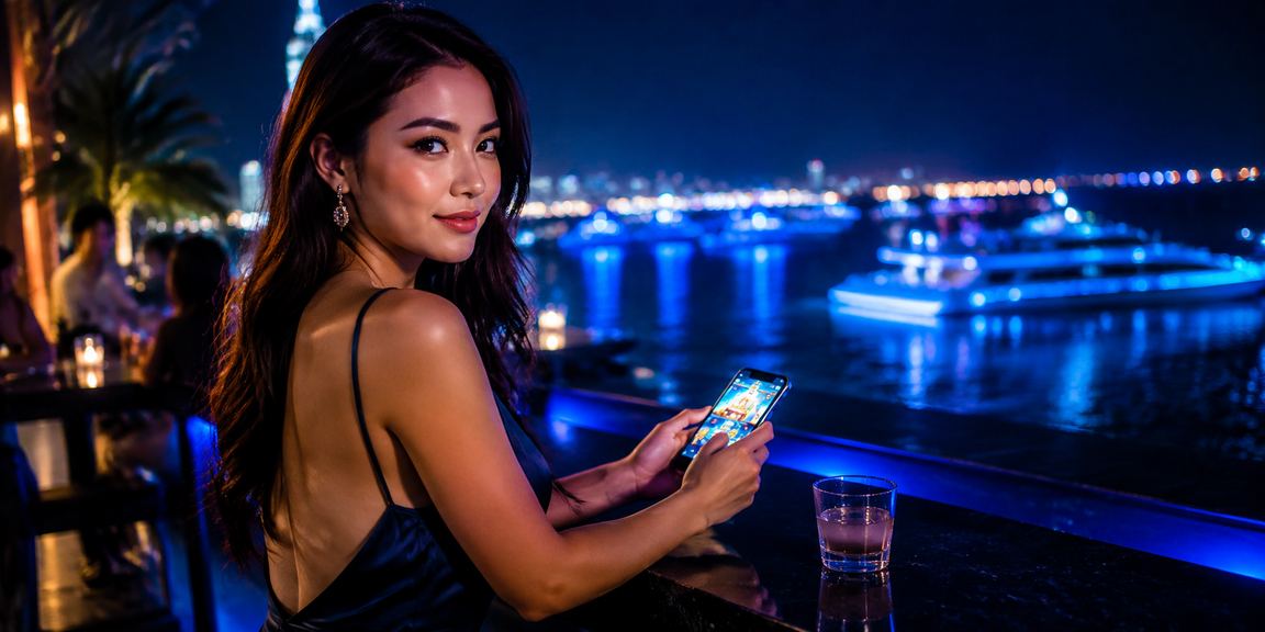 Người dùng tại Đà Nẵng truy cập 789wi trên điện thoại gần bờ biển vào buổi chiều